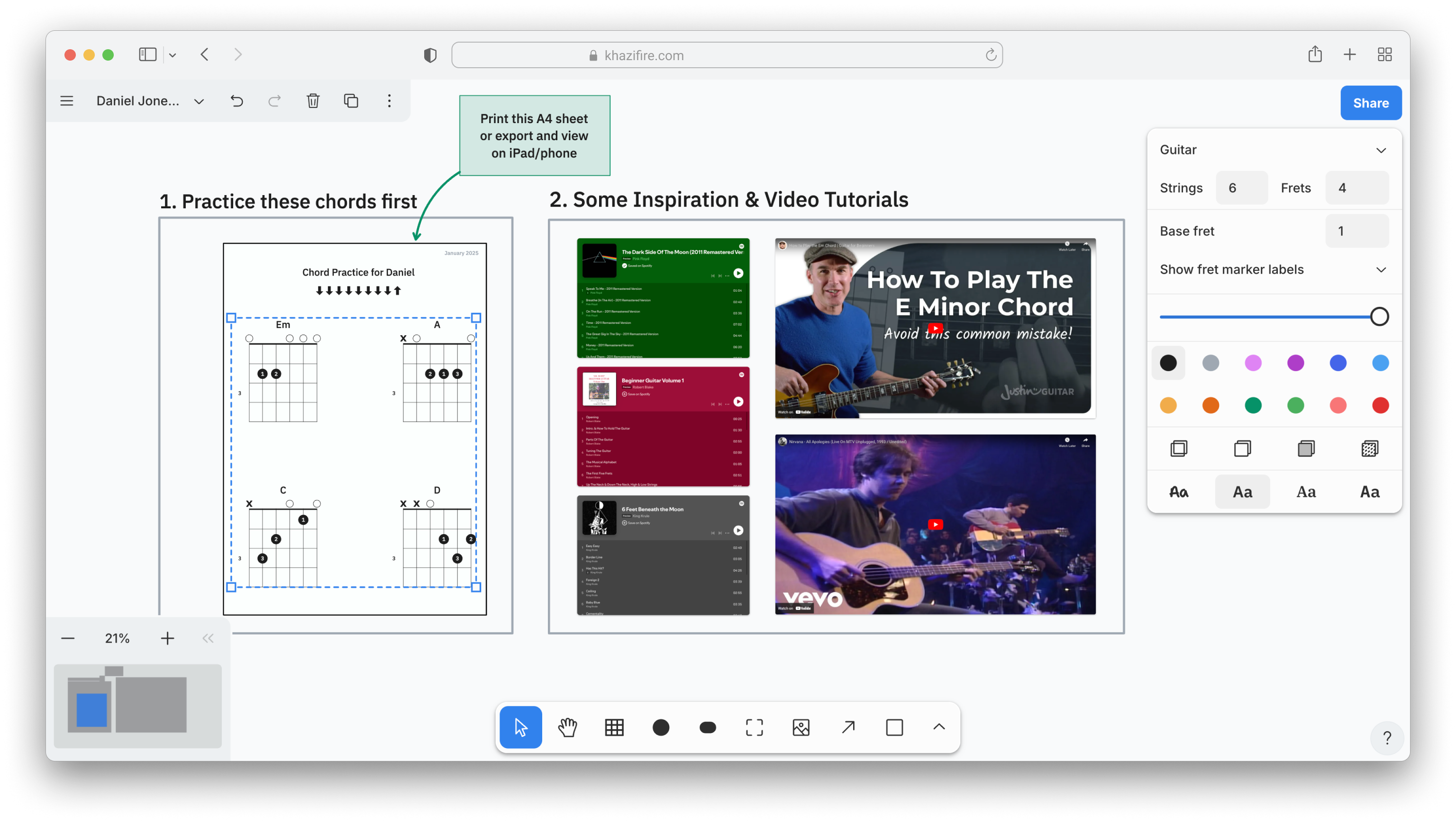 Chorducate showing professional diagram overlays for video content